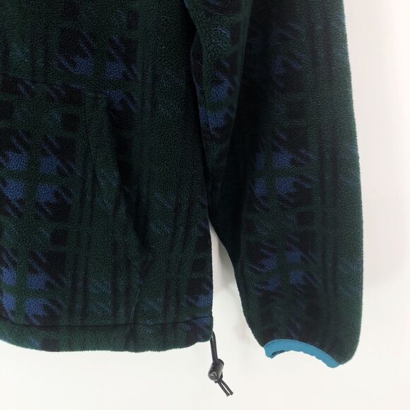 Vintage LL Bean Fleece Pullover Top Womens M Hooded 1/4 Snap Green Made in USA - Picture 3 of 7